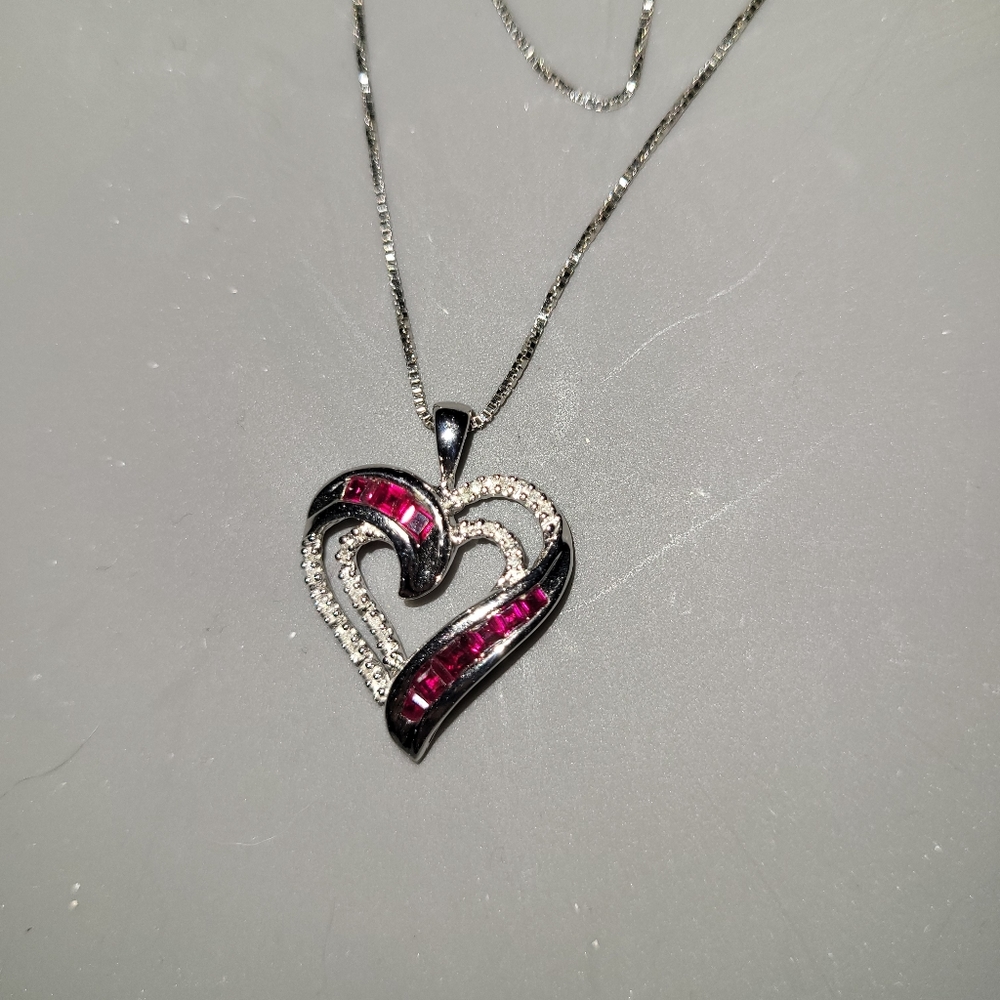 Sterling Silver Ruby Necklace - image 1